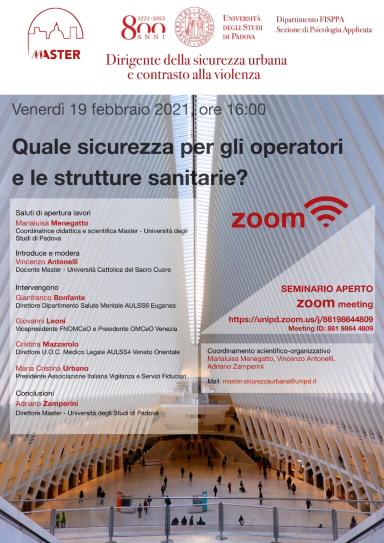 Webinar: Quale sicurezza per gli operatori e le strutture sanitarie?