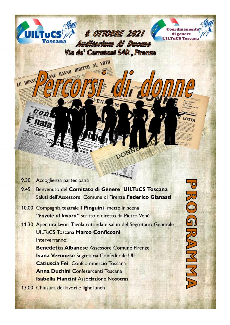 UILTuCS Toscana: Percorsi di donne.                Firenze 8 ottobre 2021 ore 09.30