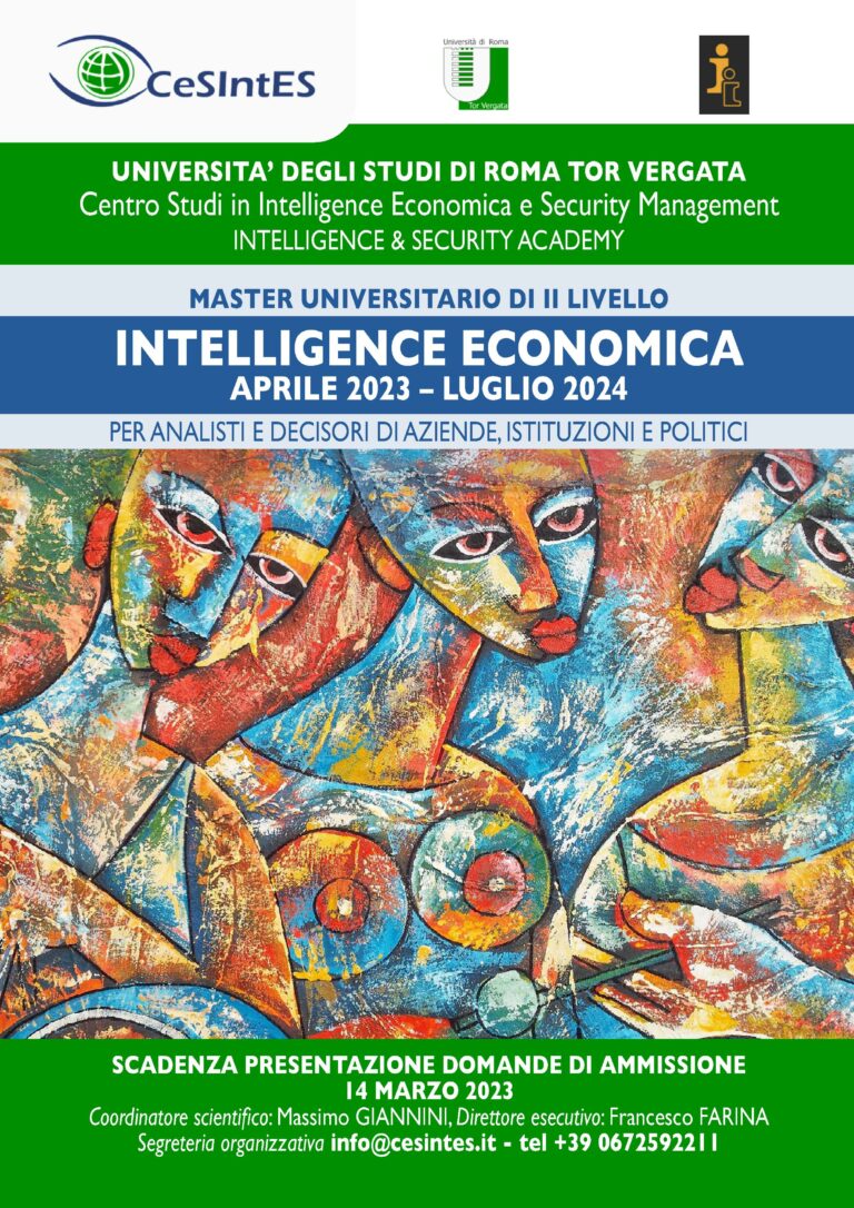 CeSIntES: Master universitario di II livello di intelligence economica (aprile 2023 – luglio 2024)