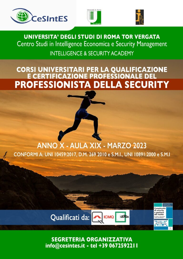 CeSIntES: Corsi universitari per la qualificazione e certificazione professionale del professionista della Security
