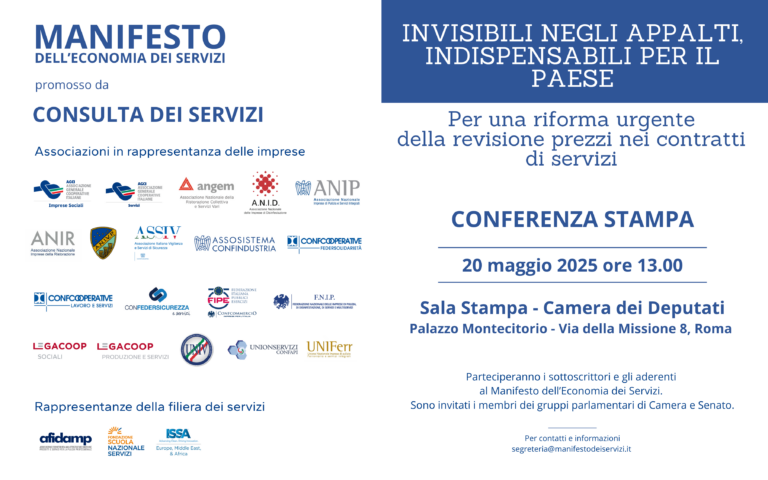 Conferenza stampa: Invisibili negli appalti, indispensabili per il paese – 20 maggio 2025 ore 13:00