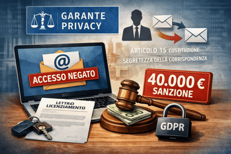 Account email aziendale e segretezza della corrispondenza: sanzione del Garante Privacy