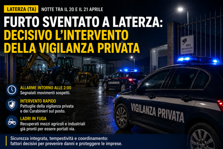 🚨 Furto sventato a Laterza: il valore della vigilanza privata