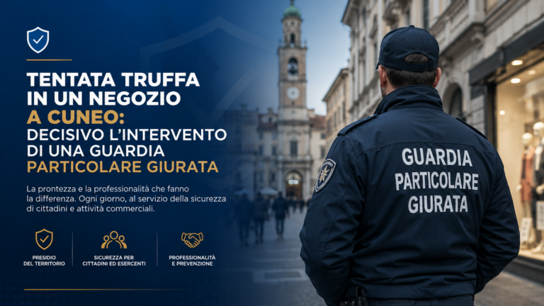 Tentata truffa in un negozio di via Schiapparelli a Cuneo: determinante l’intervento di una Guardia Particolare Giurata di Telecontrol