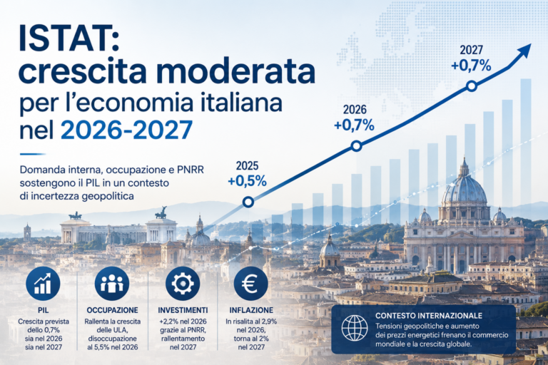 ISTAT: crescita moderata per l’economia italiana nel biennio 2026-2027