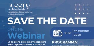 La gestione delle esternalizzazioni nella Vigilanza Privata e nei Servizi di Sicurezza: webinar ASSIV il 26 giugno