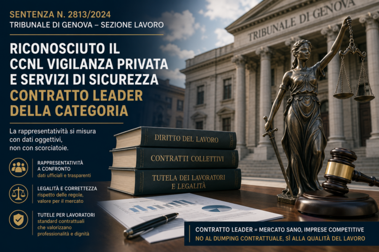 Il Tribunale di Genova blinda il CCNL Vigilanza Privata come unico contratto leader del comparto.