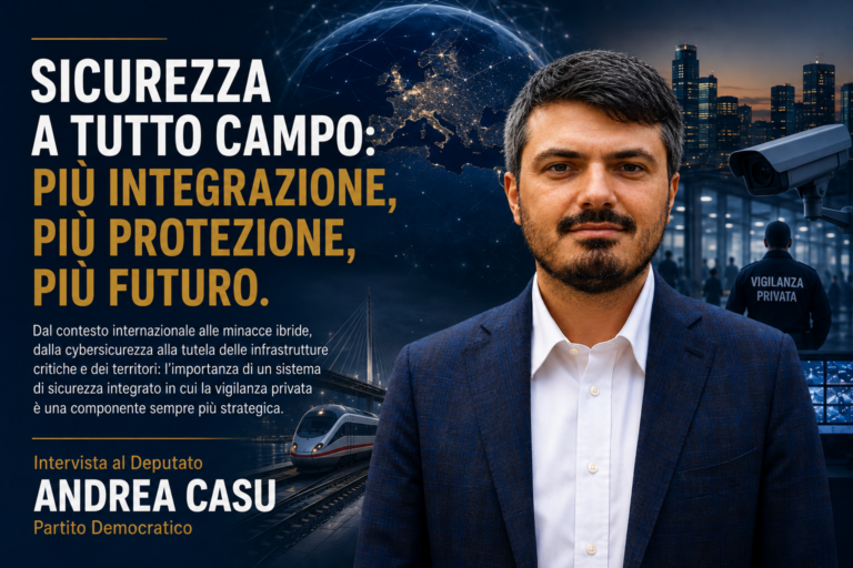 Casu (PD): «La sicurezza è un bene pubblico. La vigilanza privata è parte di questa responsabilità condivisa»